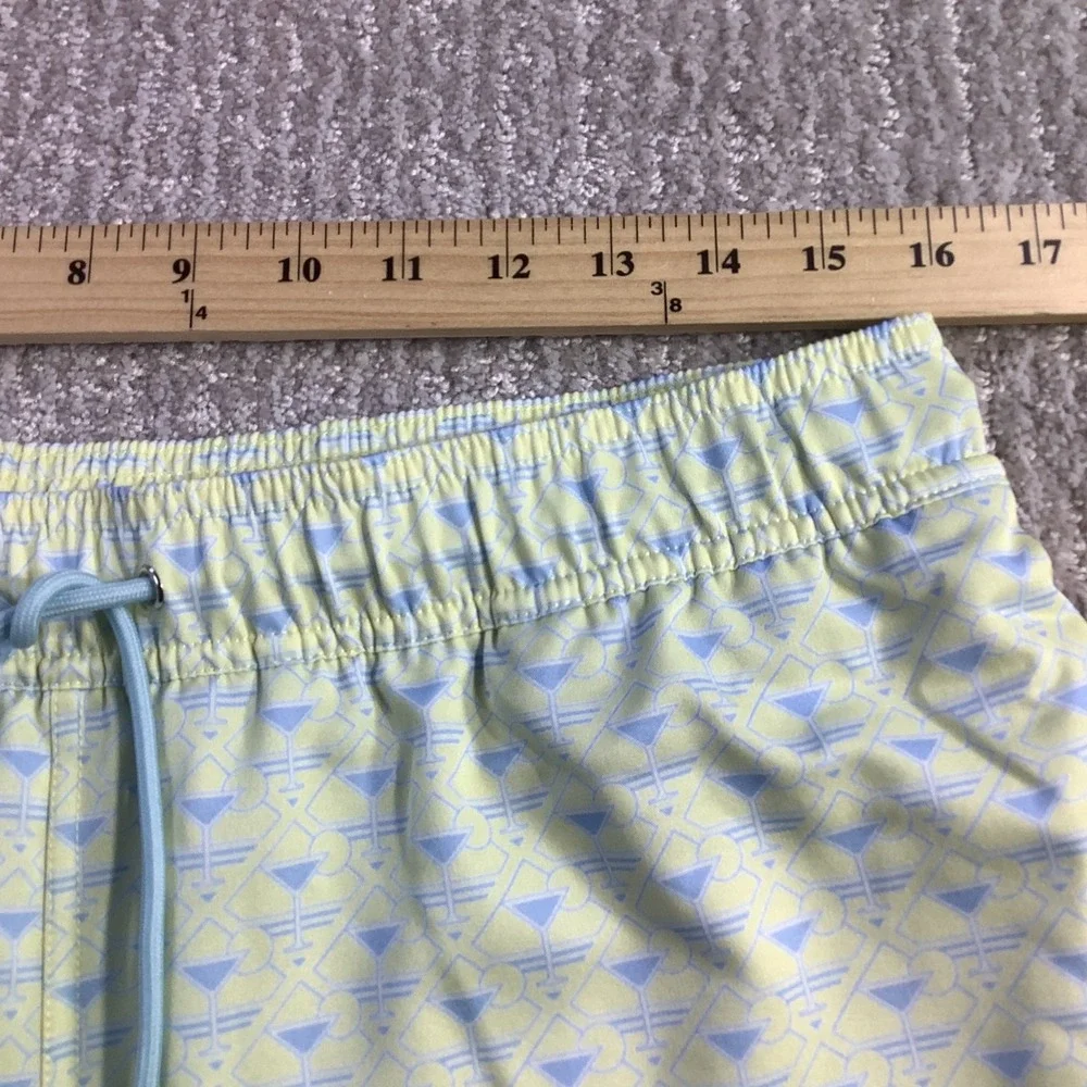Robert Graham Mens Martini Tower Swim Trunks Yellow Blue Size L NWT